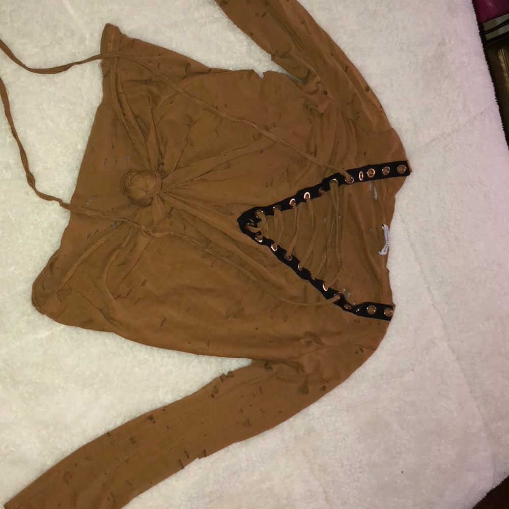 Sexy tie-up distressed shirt